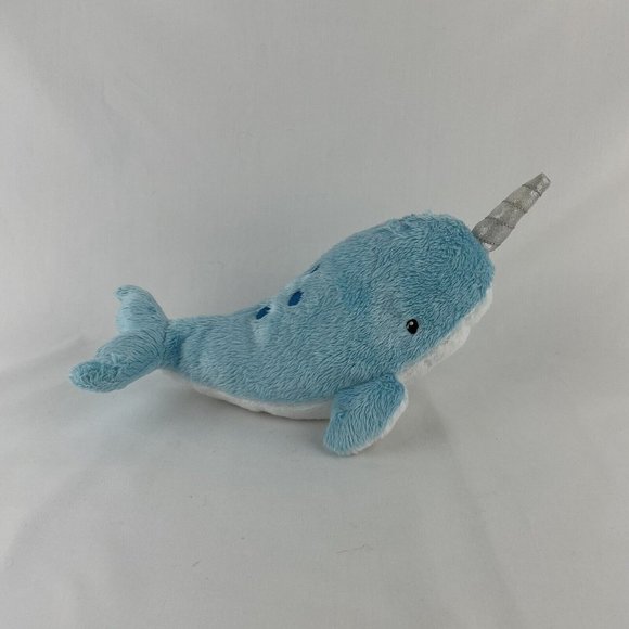 Carters Narwhal 11" Plush Blue Silver Horn Stuffed Animal Toy Embroidered Eyes - Picture 2 of 7